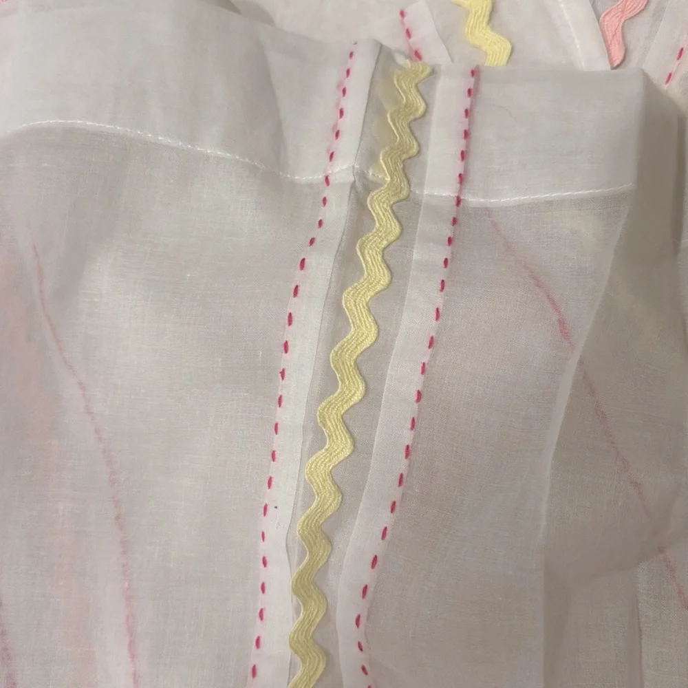 2 Pottery Barn Kids Roc Rac Sheer drapes panels  2( 44” x 96” )